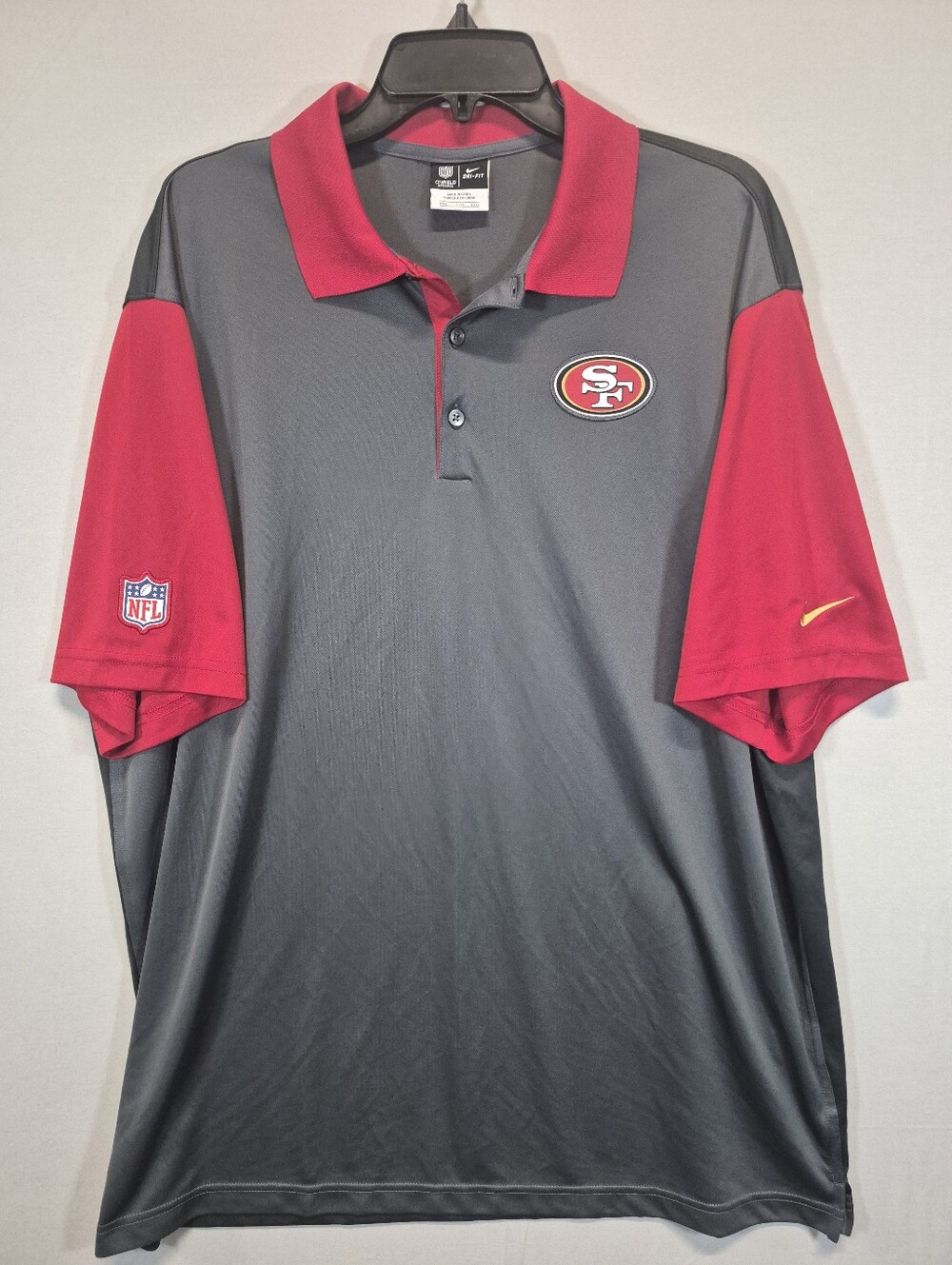 Nike Dri-FIT NFL On Field San Francisco 49ers Polo Shirt Gray Red XXL